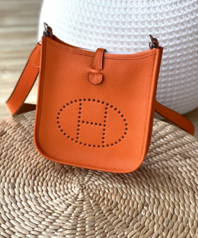 에르메스 미니 에블린16 오렌지 은장 토고가죽